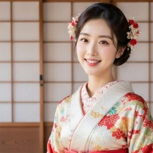 エリカ、28歳、着物姿
