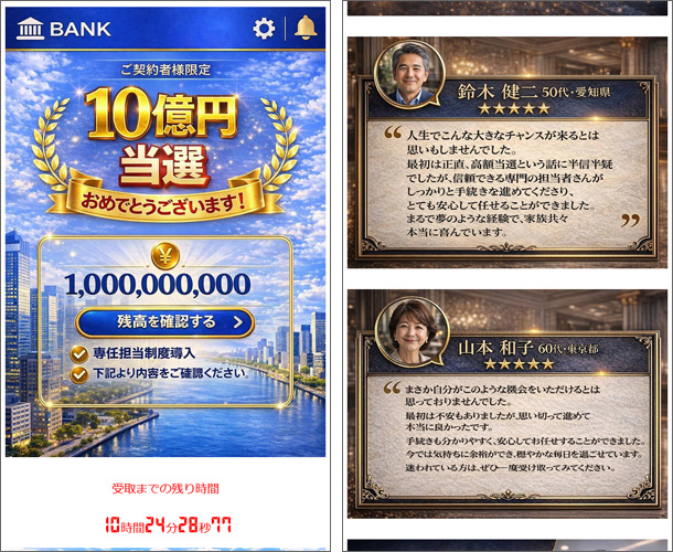 10億円当選の詐欺SMS(監査法人の伊藤克明)