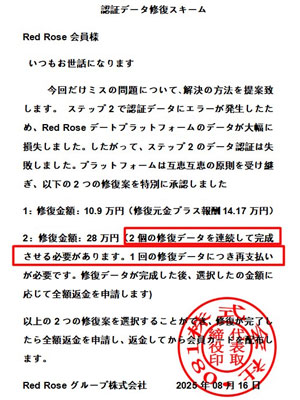 レッドローズ認証データ修復スキーム