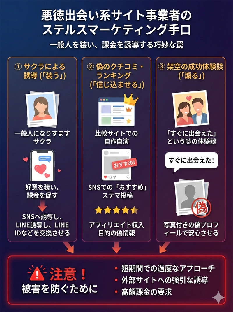 悪徳出会い系サイト事業者のステルスマーケティングの手口