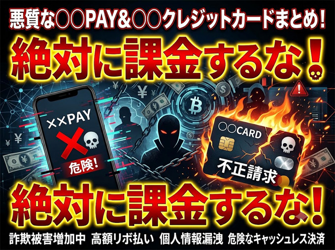 詐欺業者が運営する「○○PAY&○○クレジットカード」まとめ!絶対課金するな!