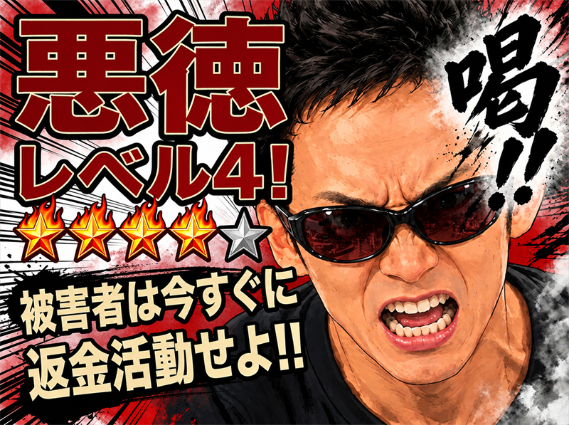 悪徳レベル4！喝！